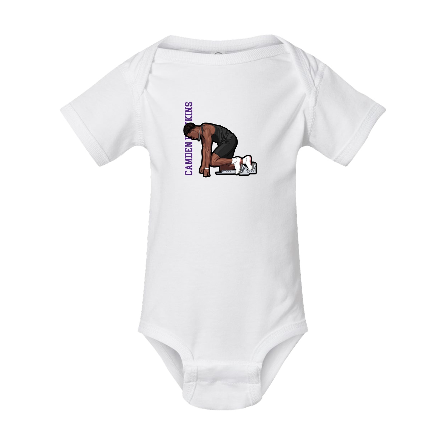 Baby Onesie — Name Vertical in White
