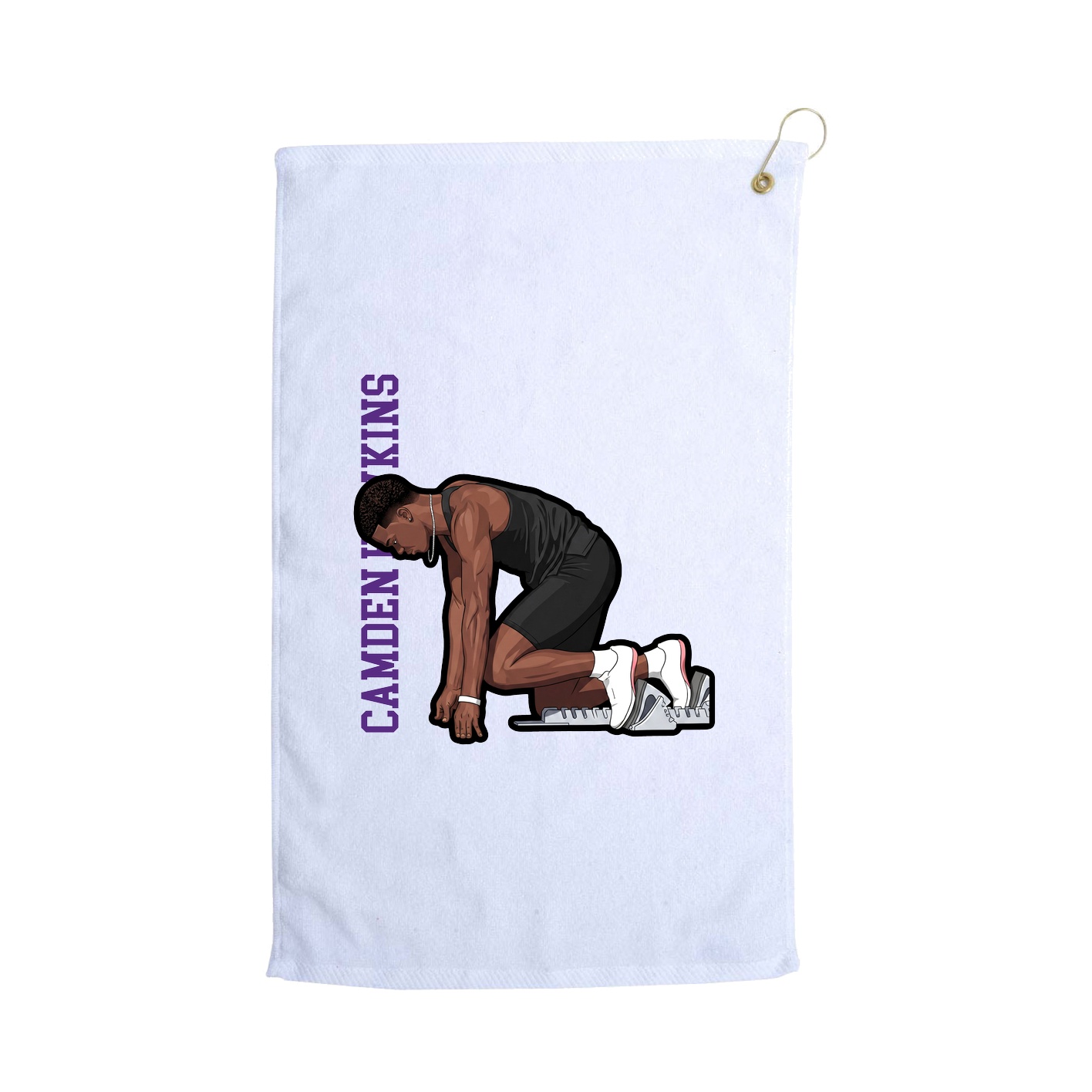 Golf Towel — Name Vertical in White