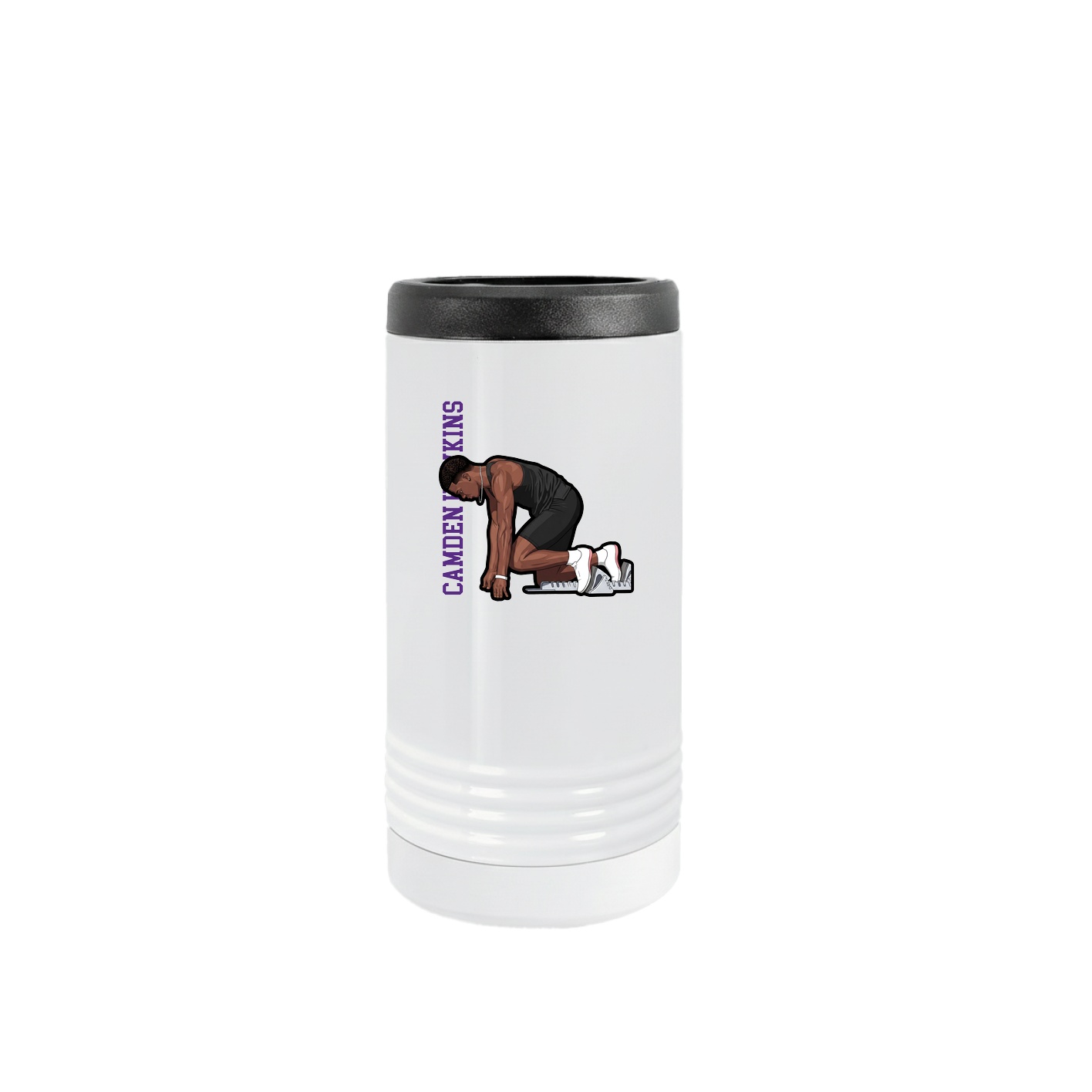 Slim Beverage Holder — Name Vertical in White