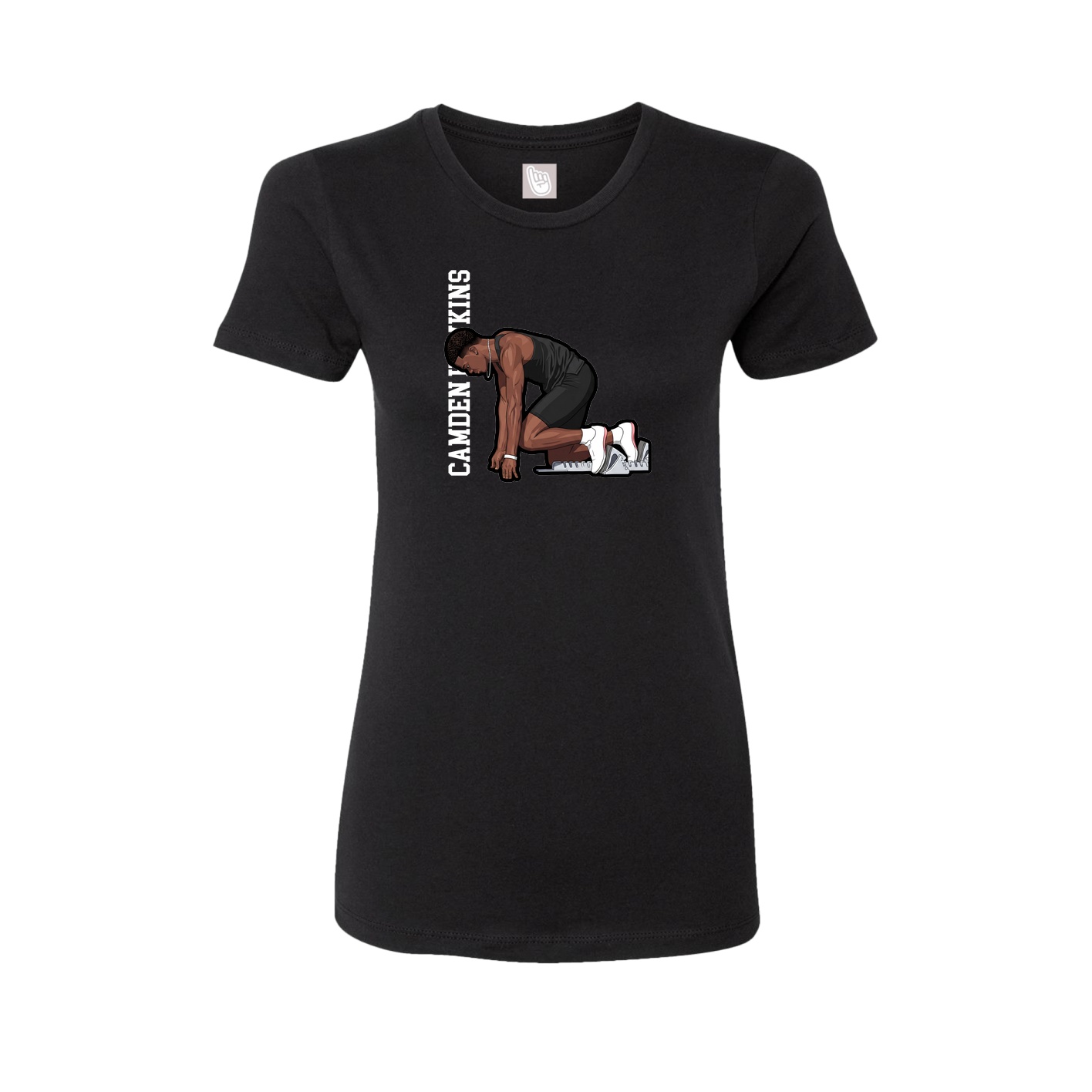 Fitted Women's Tee — Name Vertical in Black
