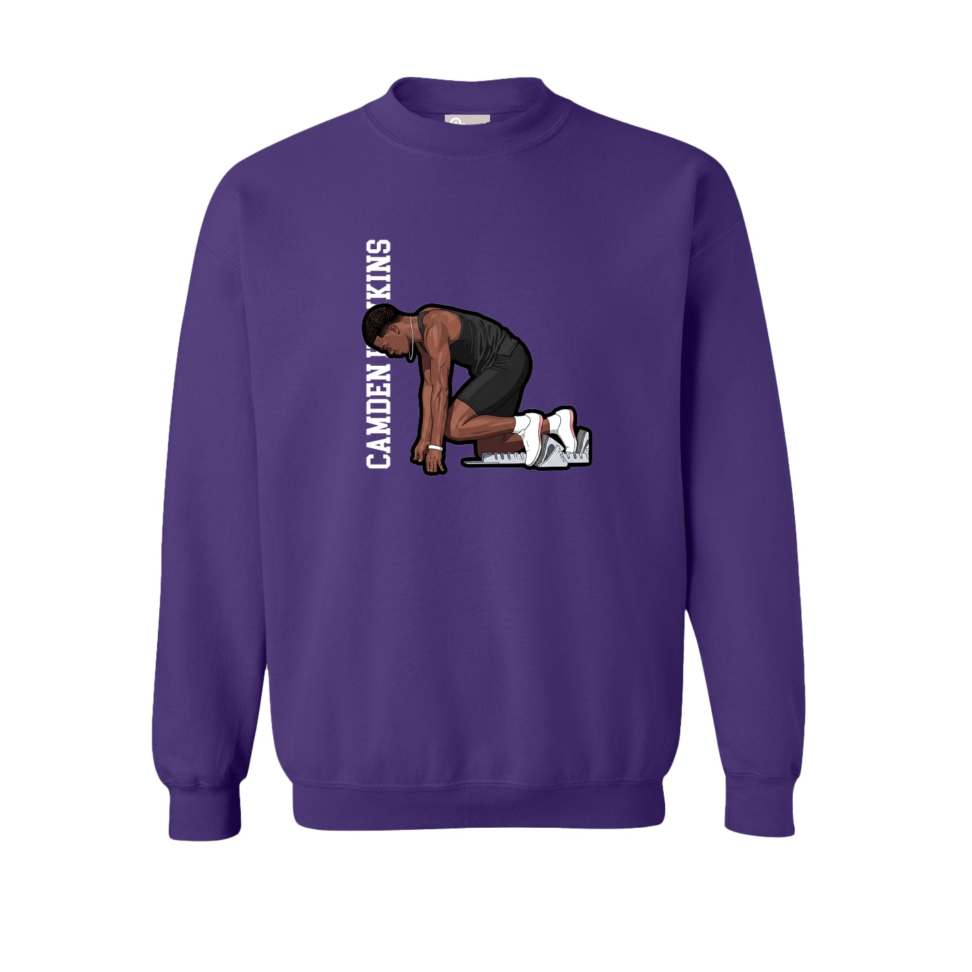 Fleece Crew — Name Vertical in Purple