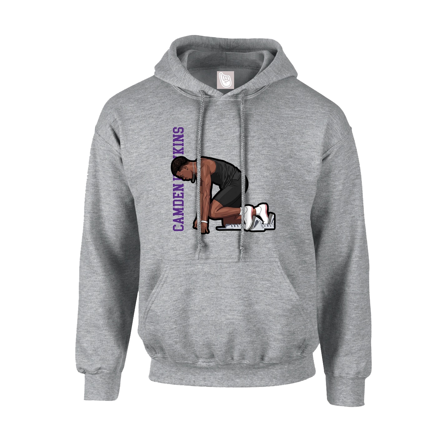Youth Hoodie — Name Vertical in Grey
