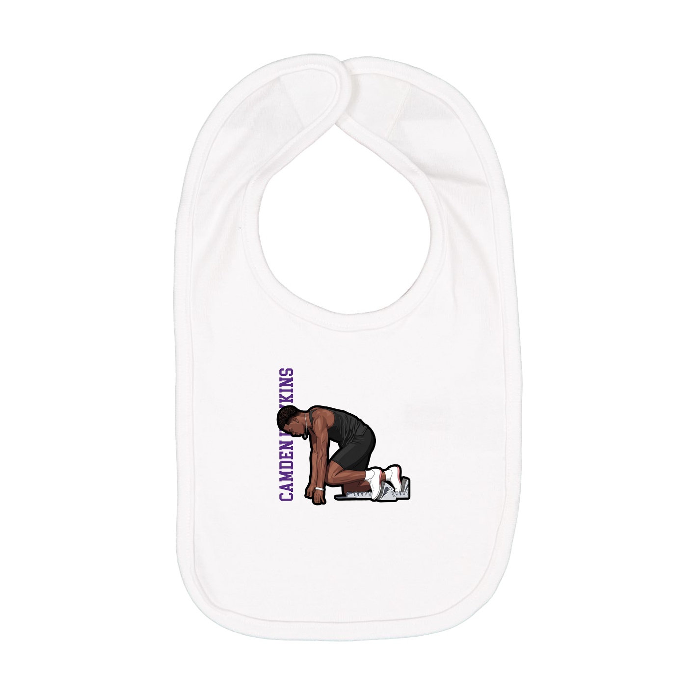 Infant Bib — Name Vertical in White
