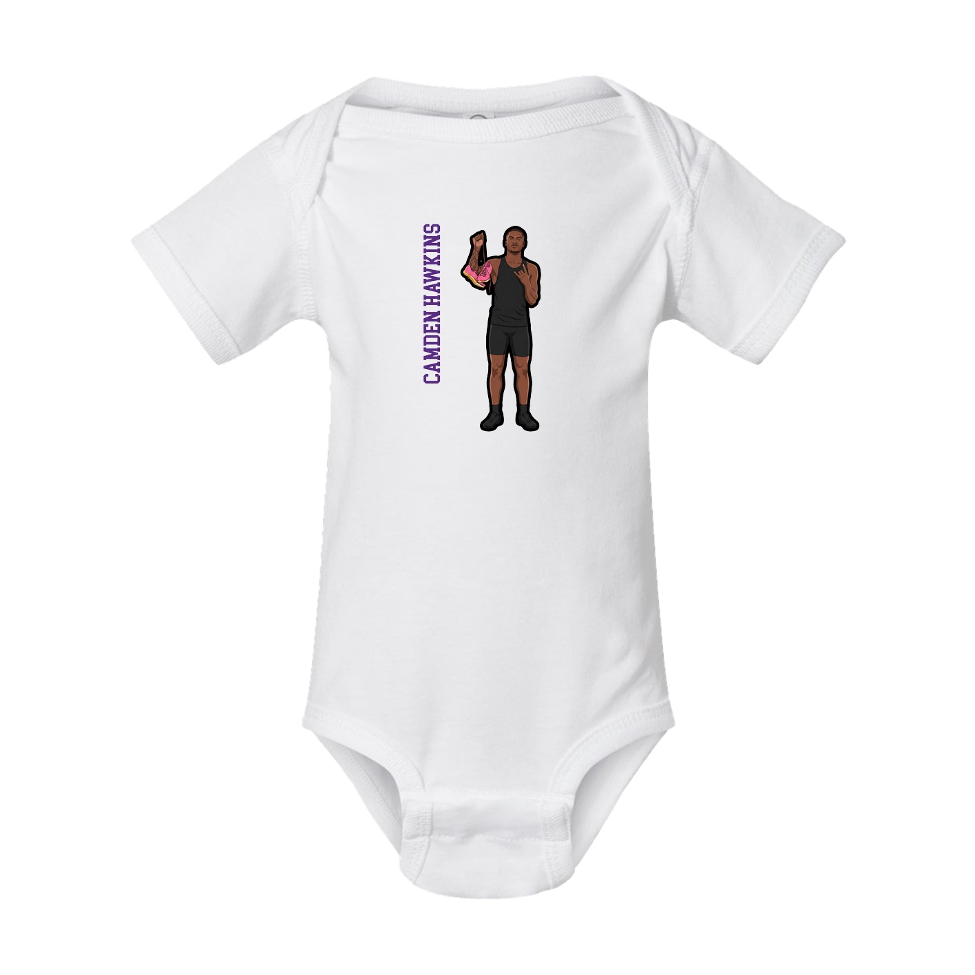 Baby Onesie — Name Vertical in White