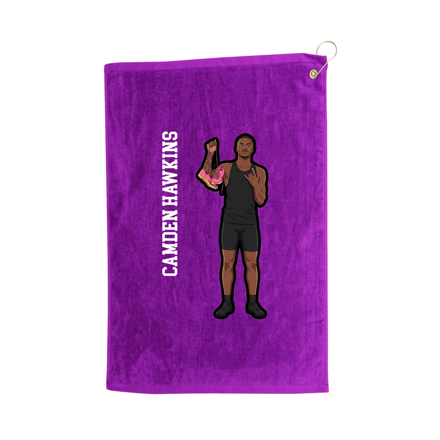 Golf Towel — Name Vertical in Purple