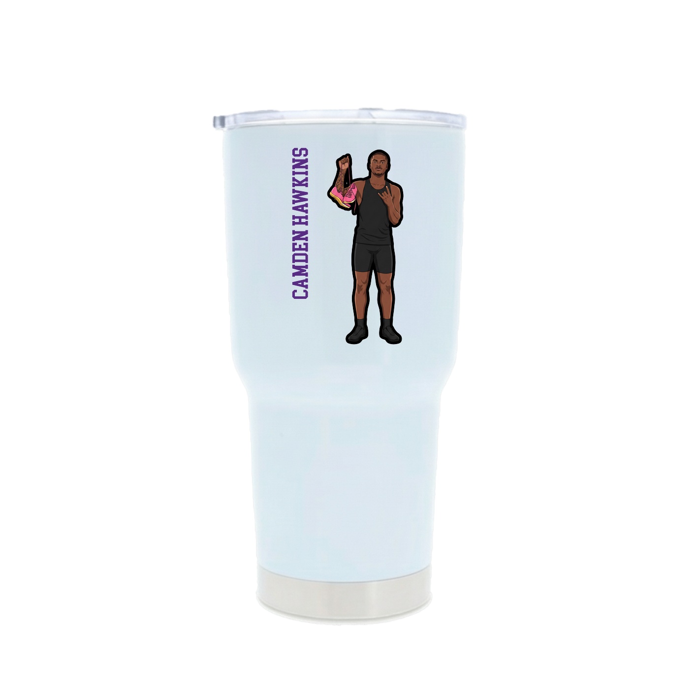 30oz Stainless Steel Tumbler — Name Vertical in White