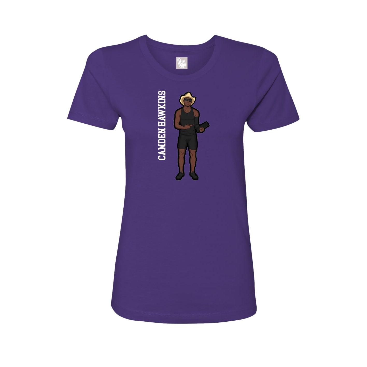 Fitted Women's Tee — Name Vertical in Purple
