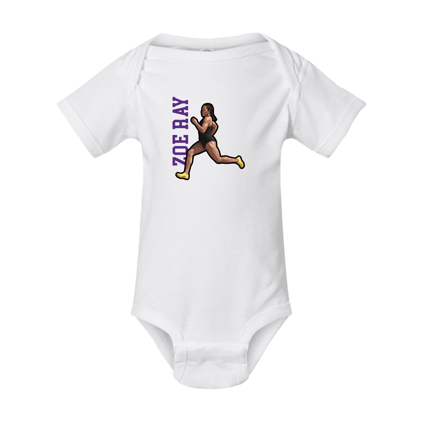 Baby Onesie — Name Vertical in White