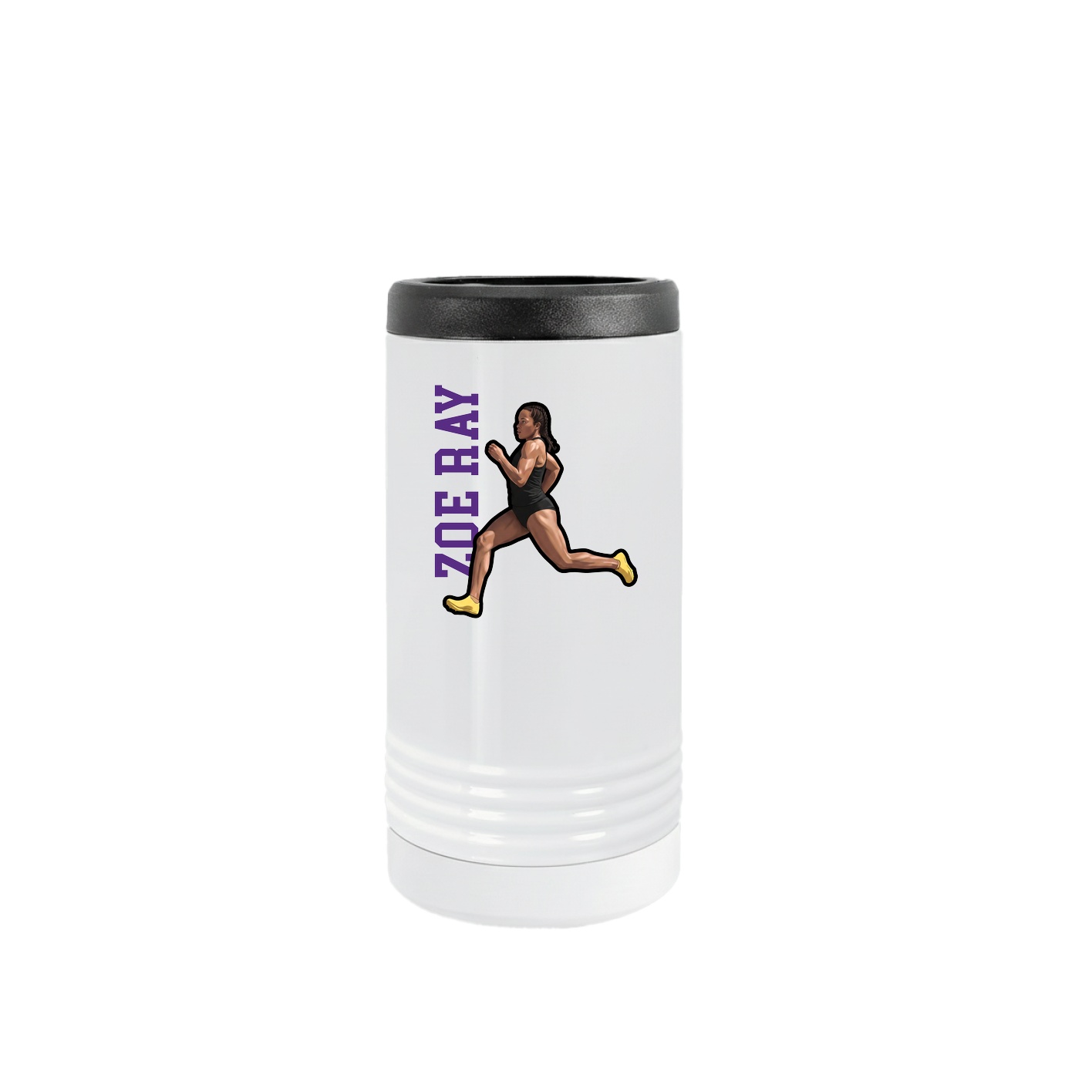 Slim Beverage Holder — Name Vertical in White