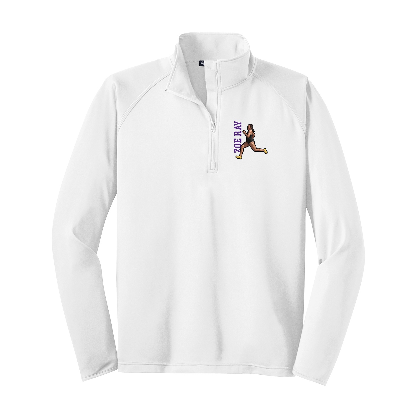 Q-Zip Pullover — Name Vertical in White
