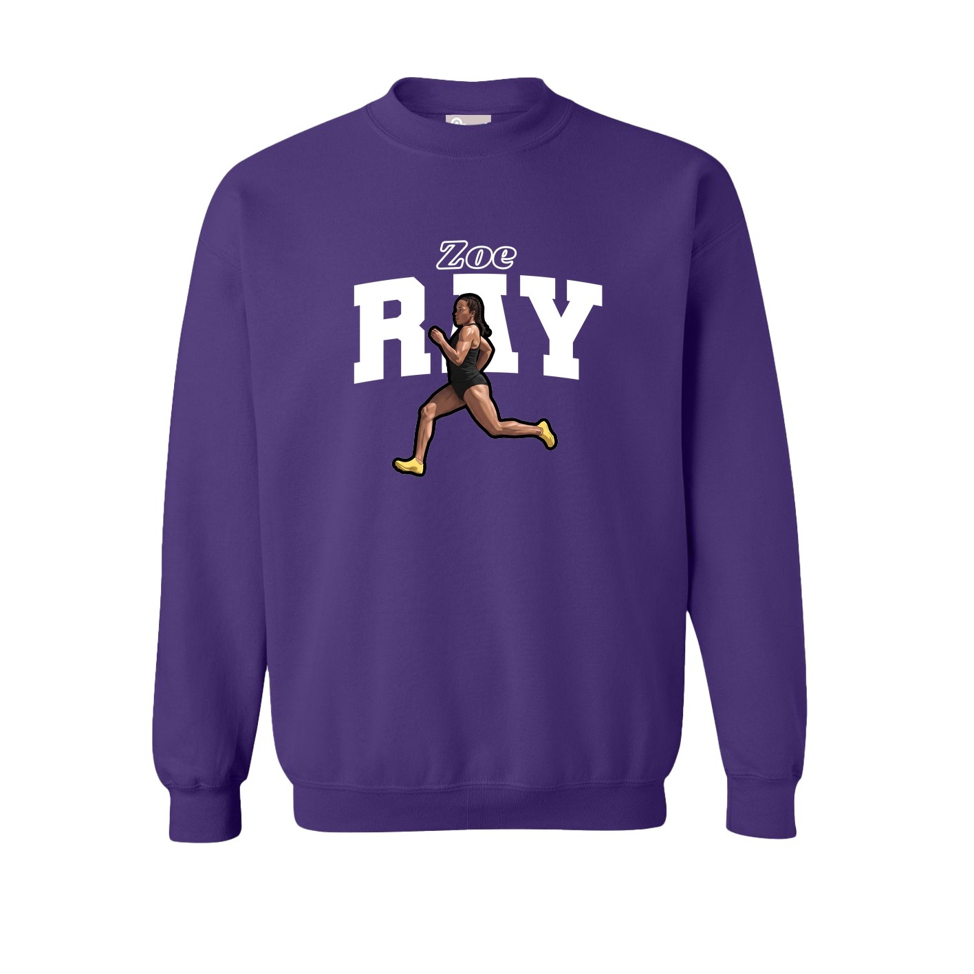 Fleece Crew — Name Arch in Purple