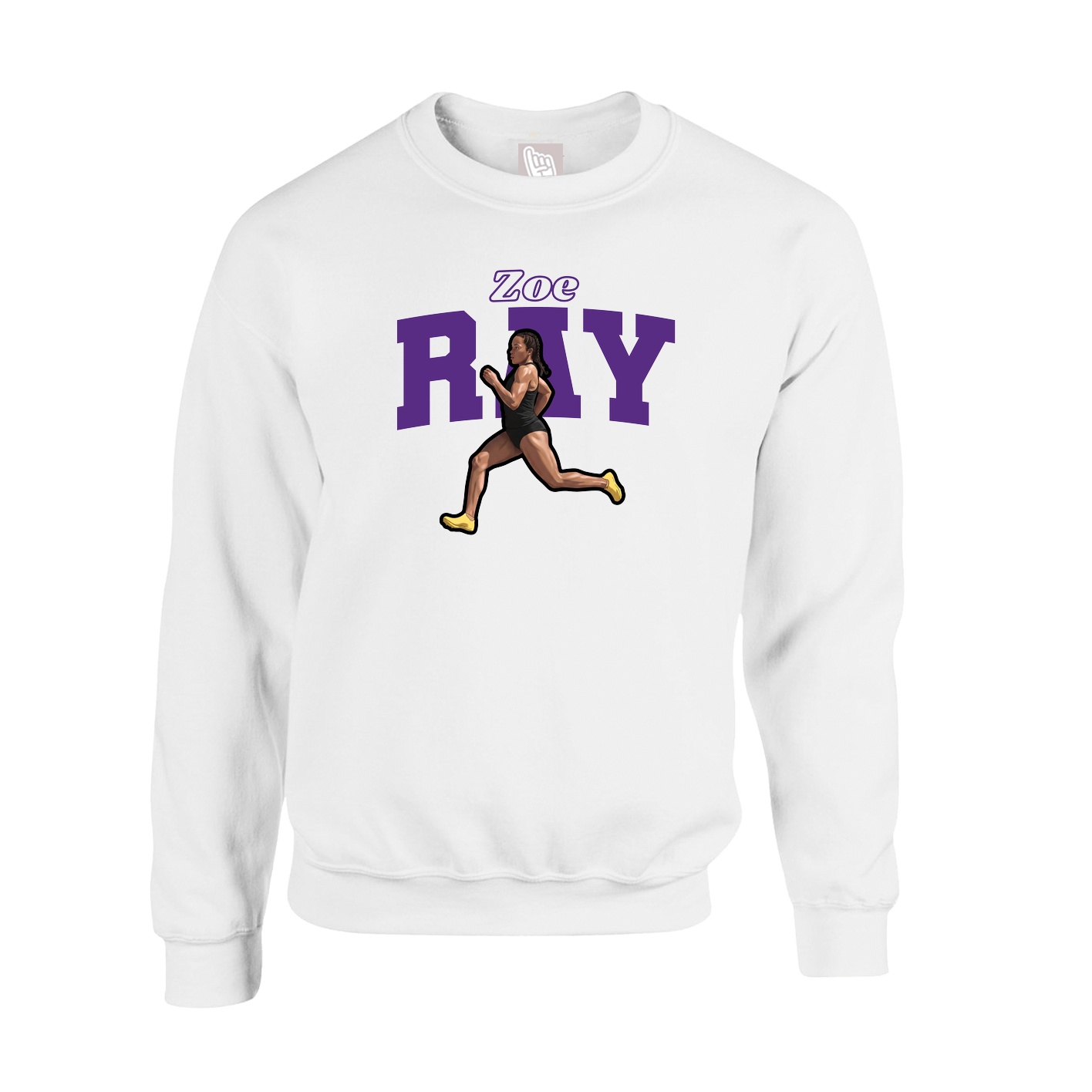 Fleece Crew — Name Arch in White