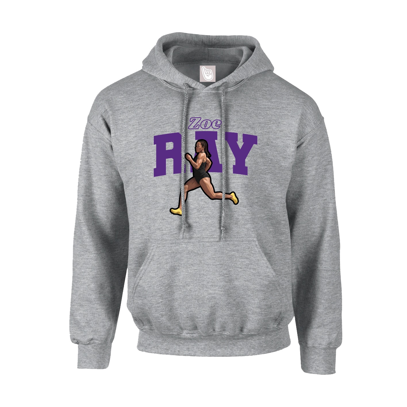Youth Hoodie — Name Arch in Grey