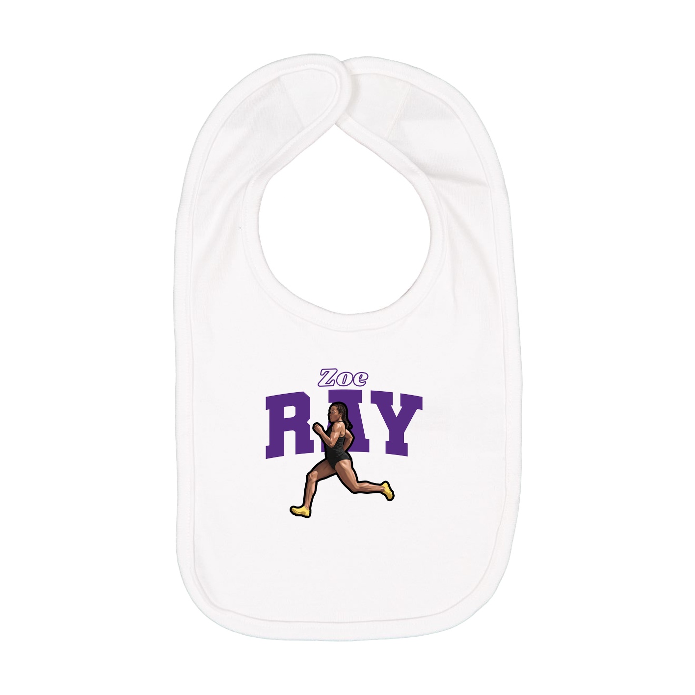 Infant Bib — Name Arch in White