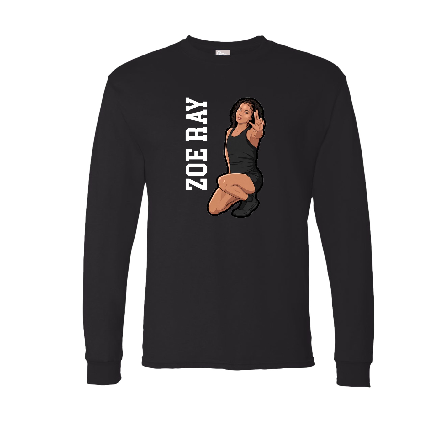Long Sleeve Tee — Name Vertical in Black