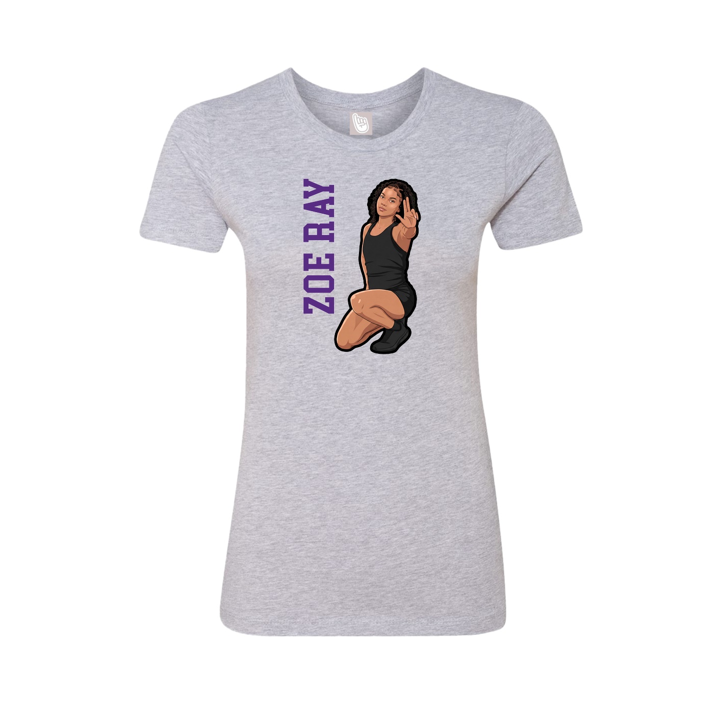 Womens Tee — Name Vertical in Grey