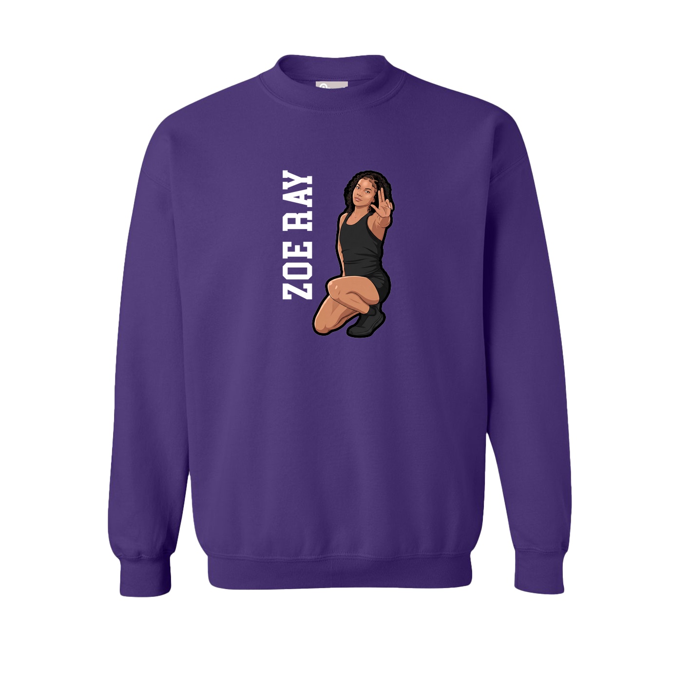 Fleece Crew — Name Vertical in Purple