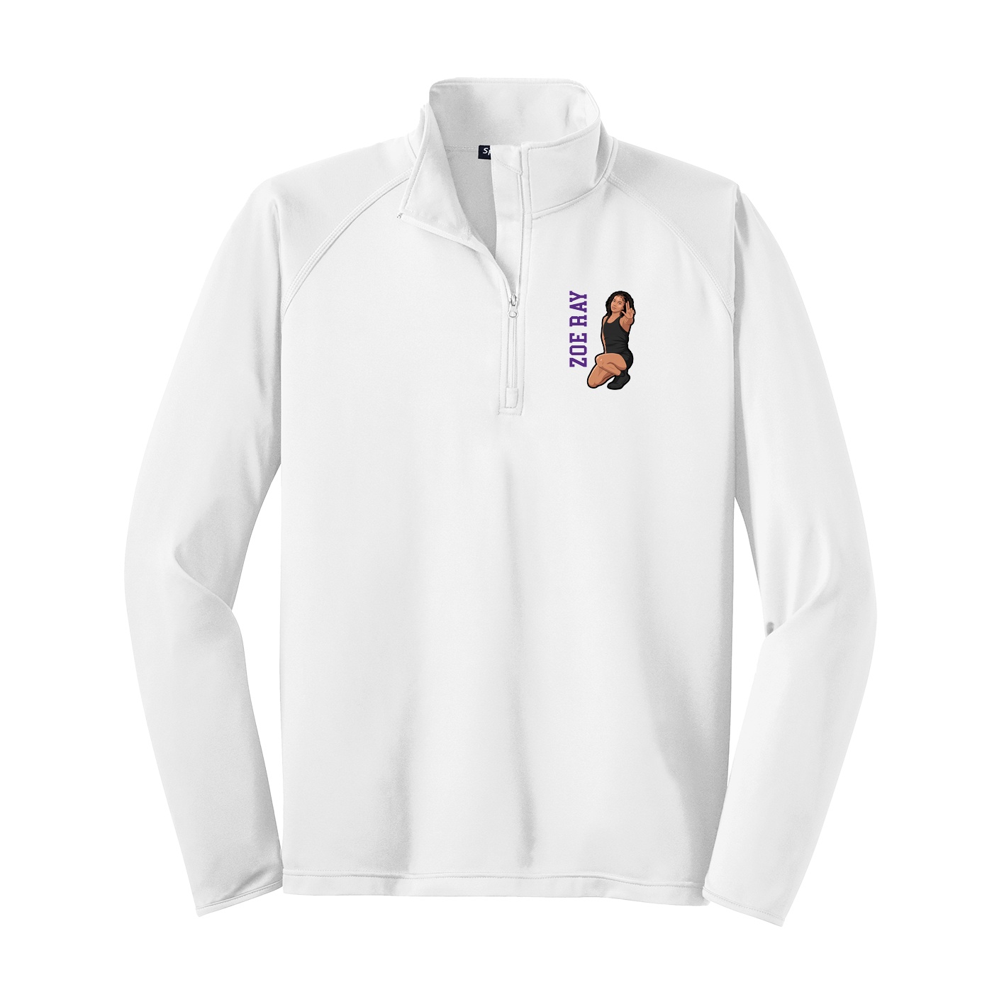 Q-Zip Pullover — Name Vertical in White