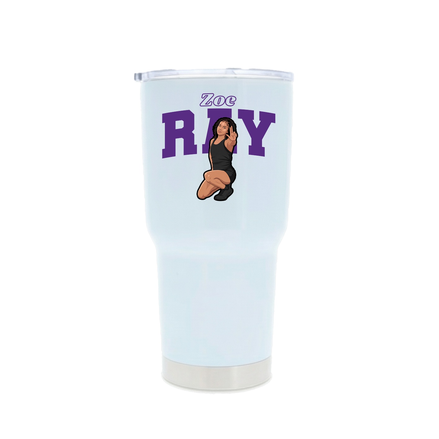 30oz Stainless Steel Tumbler — Name Arch in White