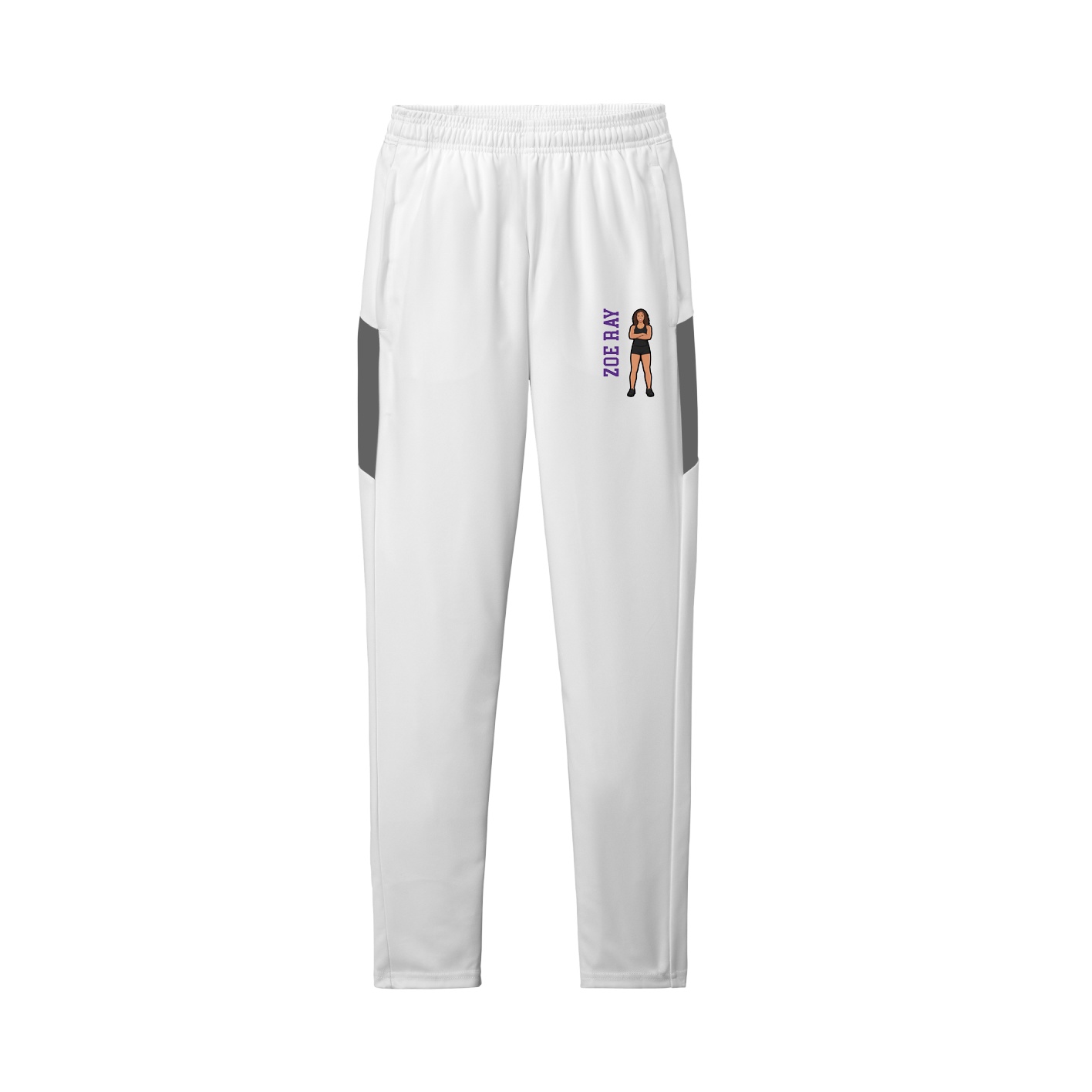 Team Travel Pant — Name Vertical in White/Grey