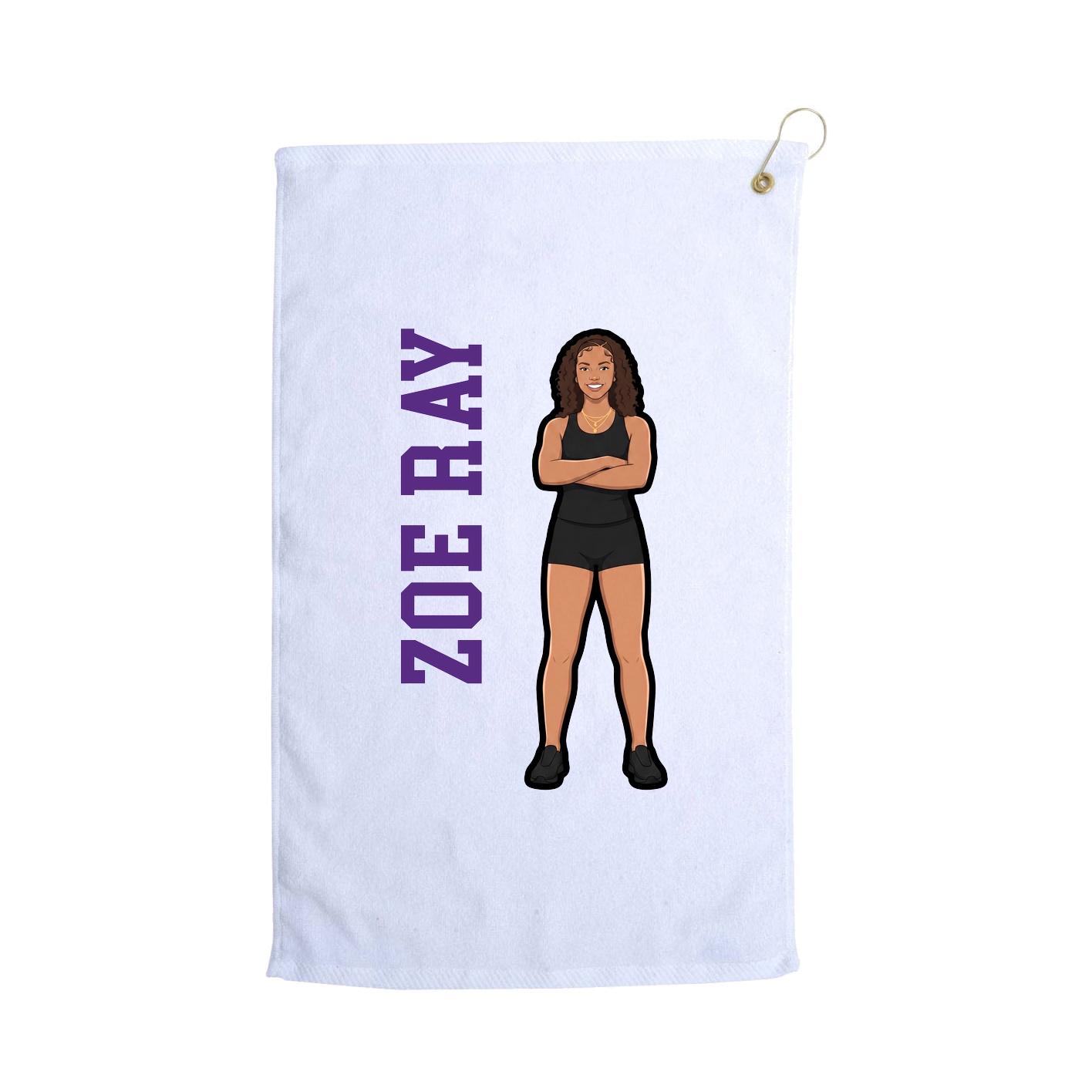 Golf Towel — Name Vertical in White