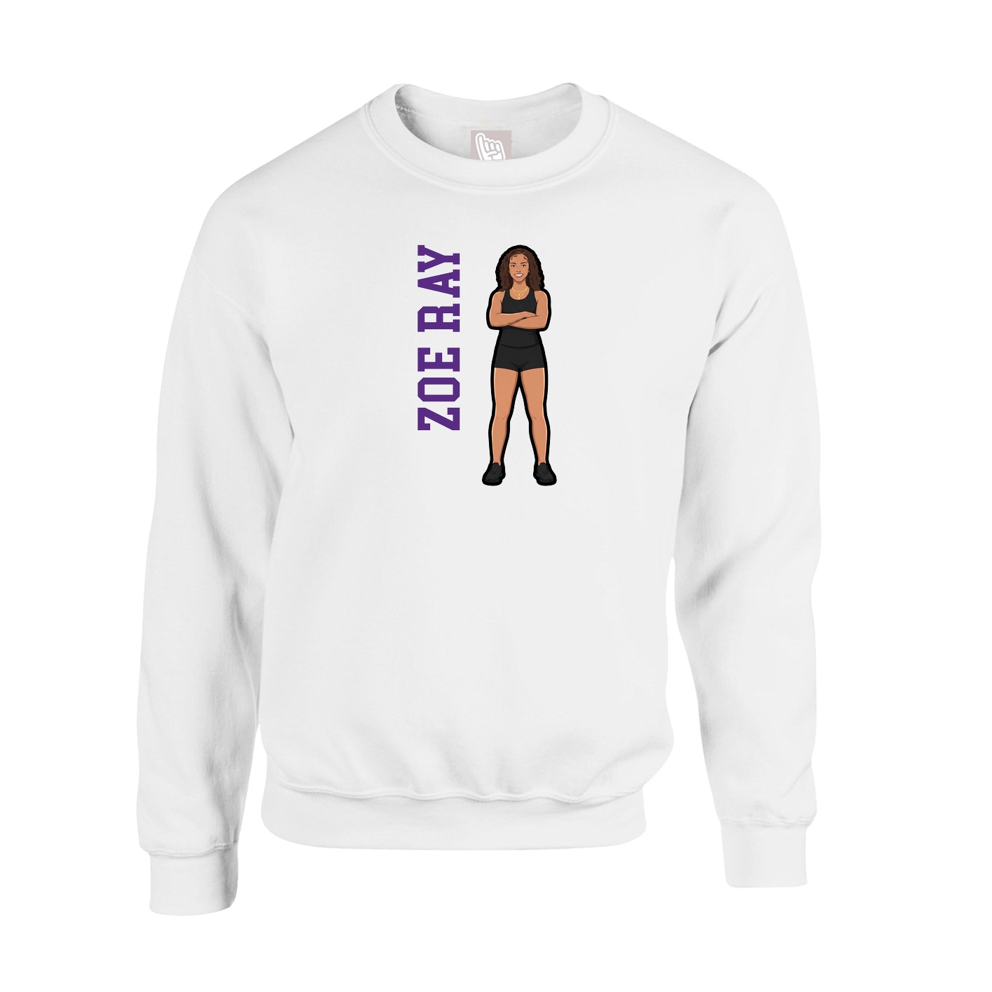 Fleece Crew — Name Vertical in White