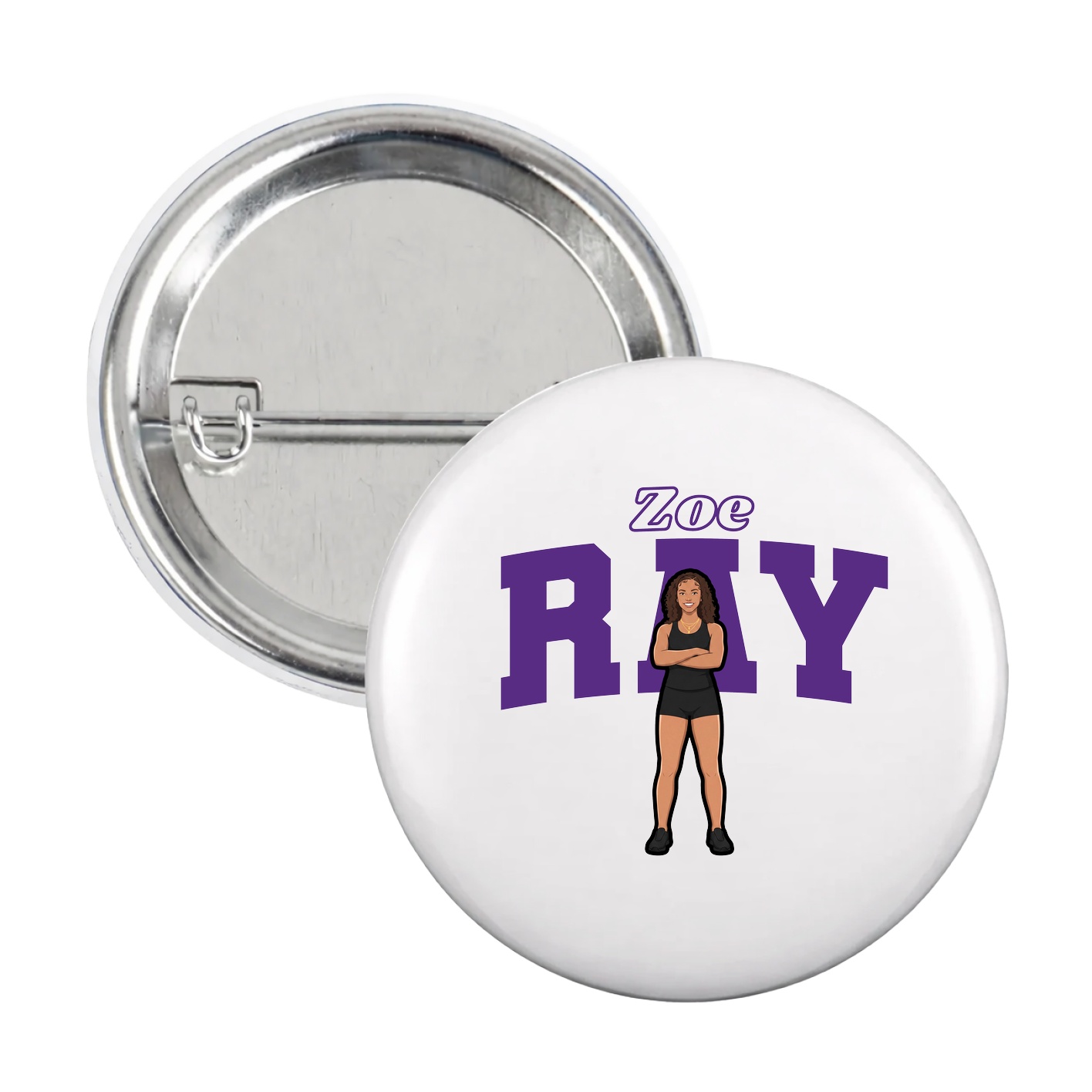 Game Day Button — Name Arch in White
