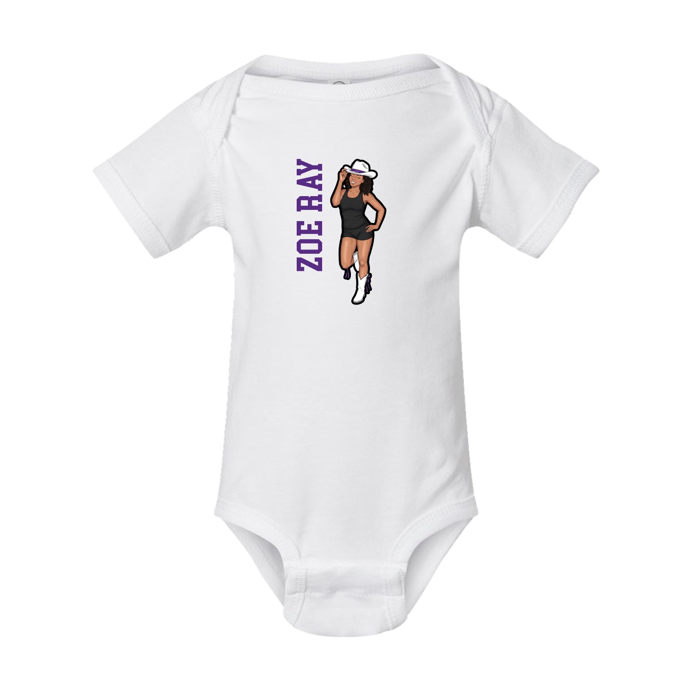 Baby Onesie — Name Vertical in White