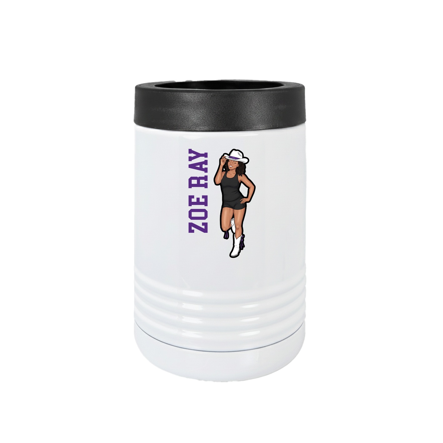 Beverage Holder — Name Vertical in White