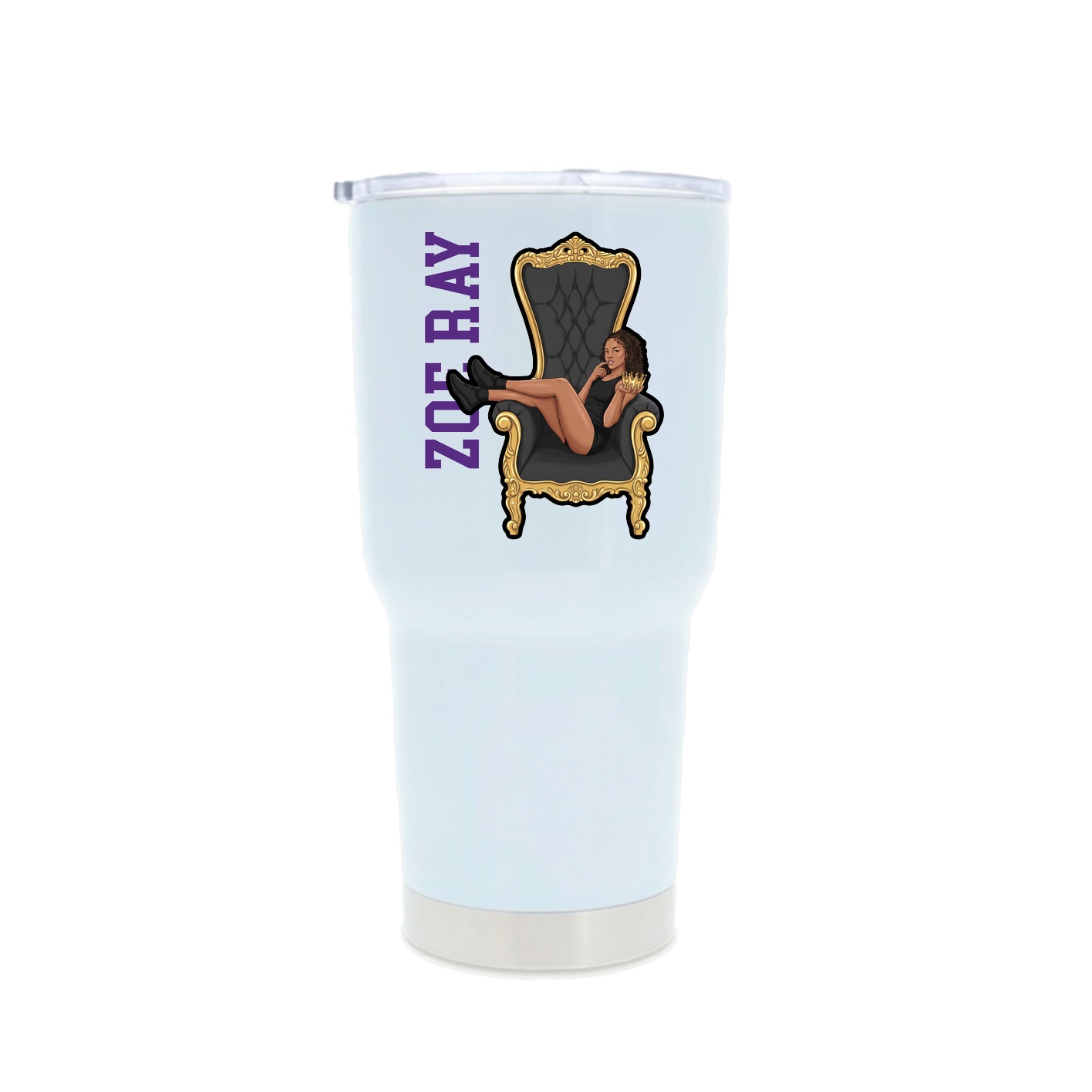 30oz Stainless Steel Tumbler — Name Vertical in White