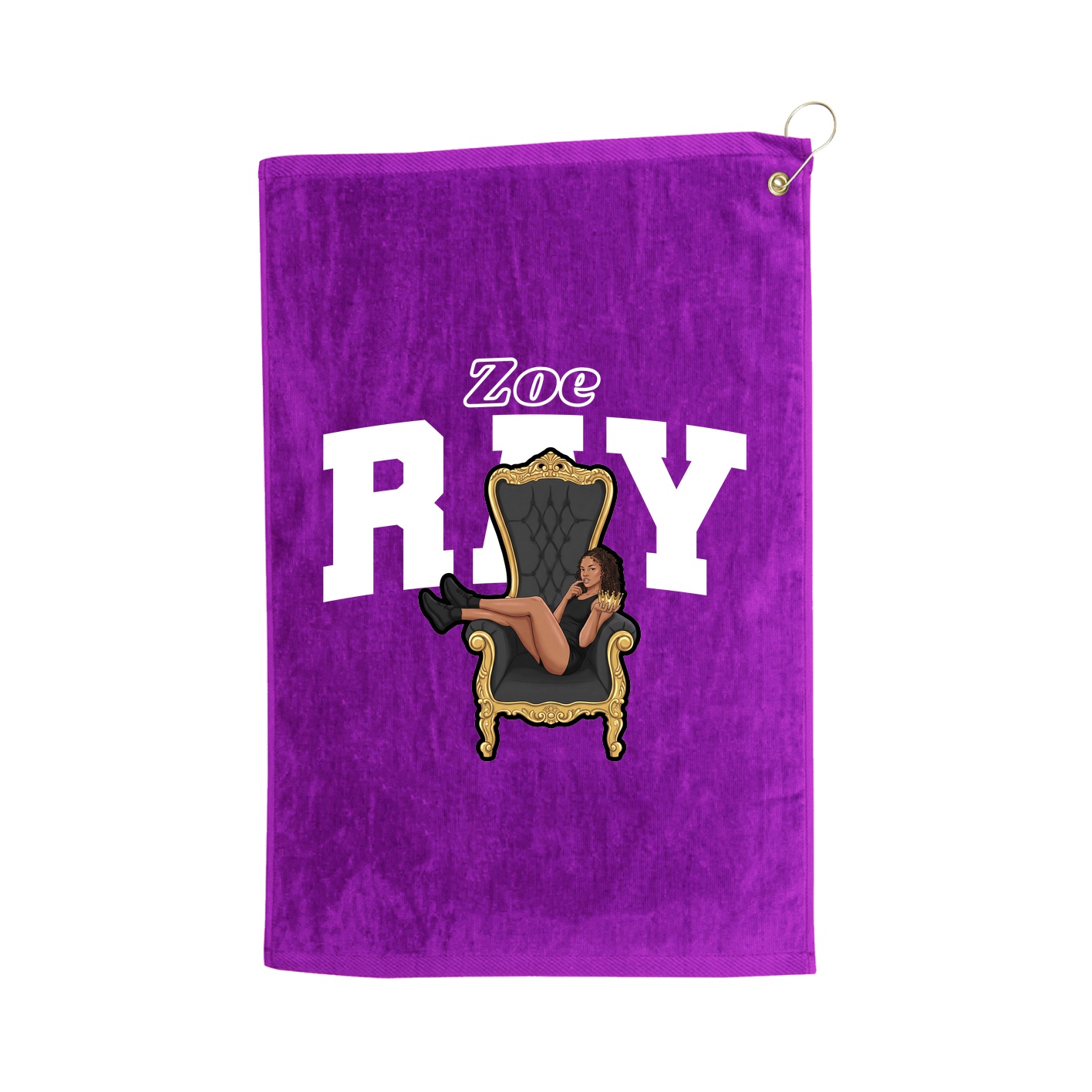Golf Towel — Name Arch in Purple