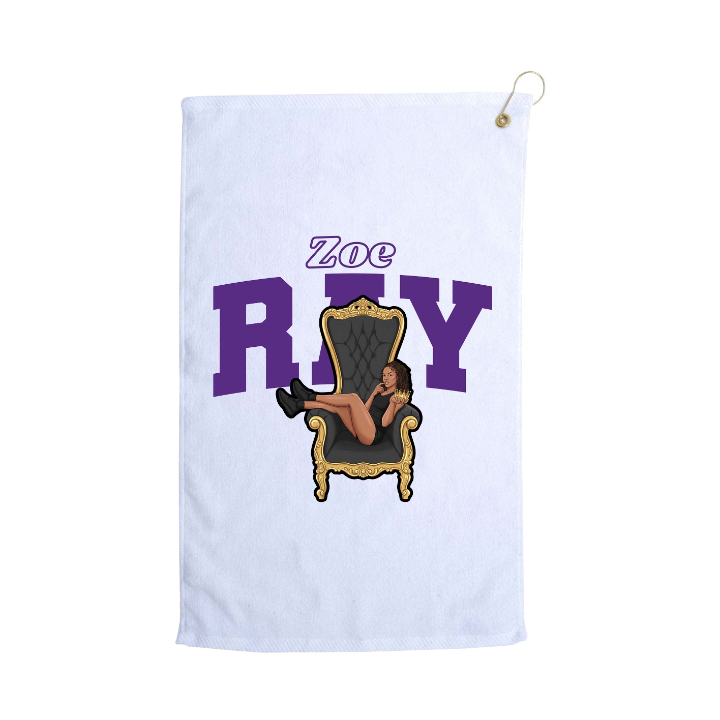 Golf Towel — Name Arch in White