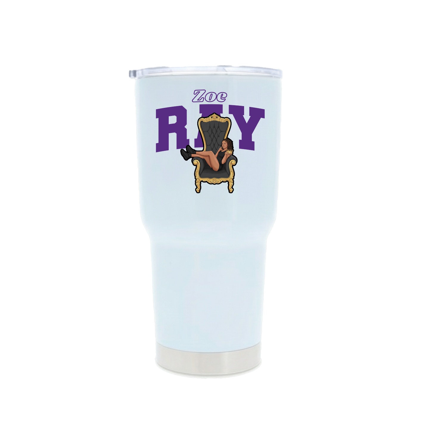 30oz Stainless Steel Tumbler — Name Arch in White