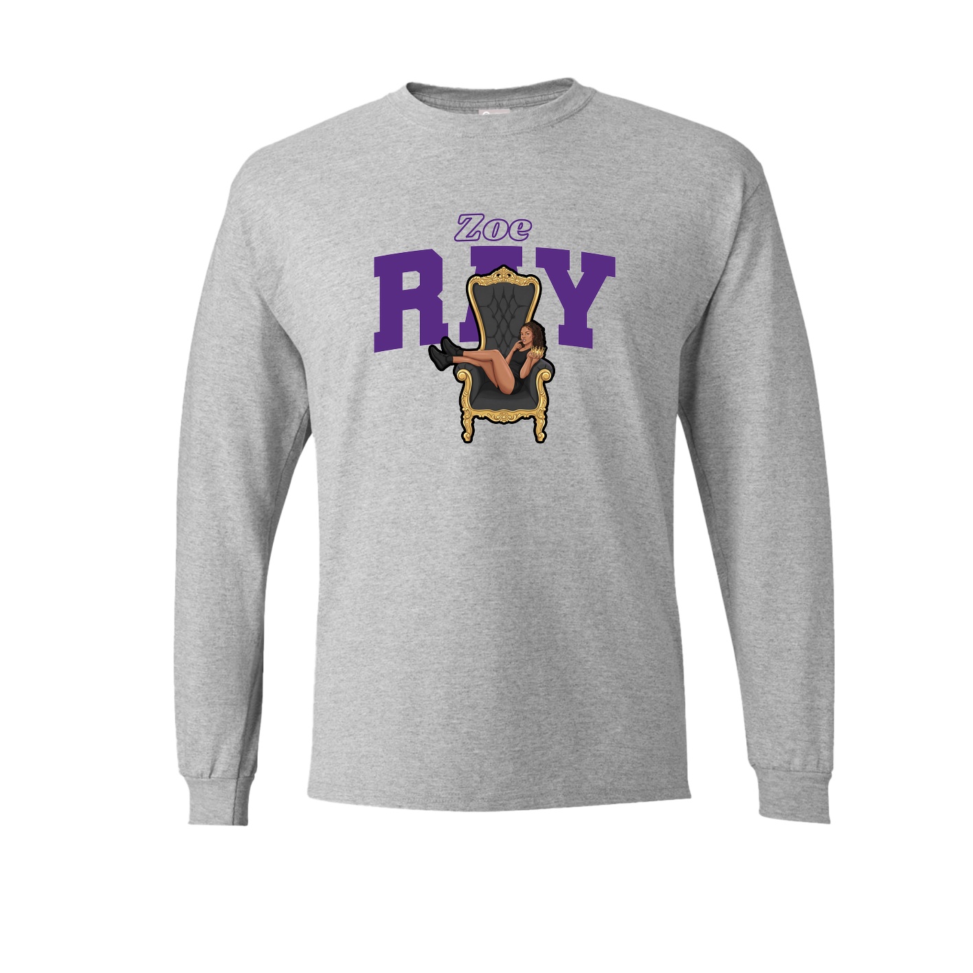 Long Sleeve Tee — Name Arch in Grey
