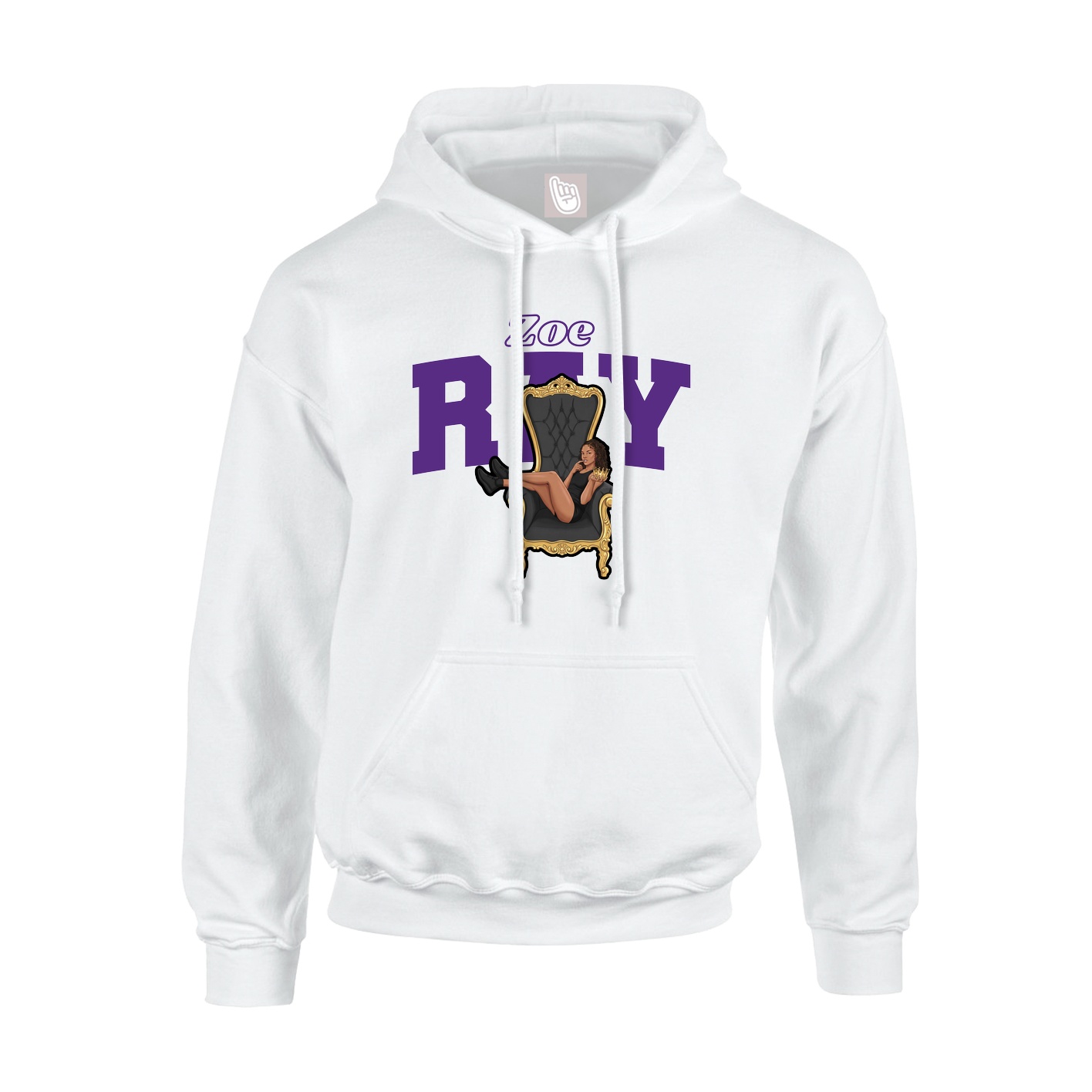 Youth Hoodie — Name Arch in White