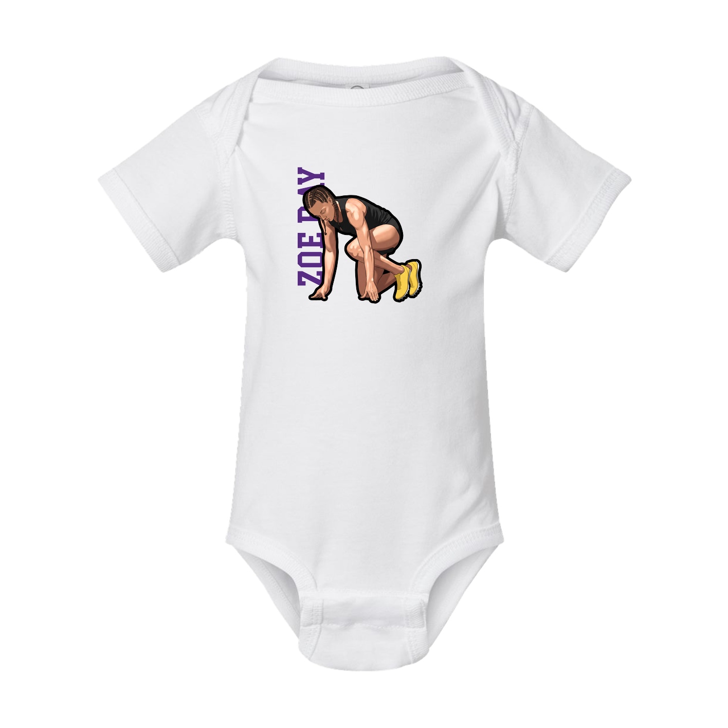 Baby Onesie — Name Vertical in White