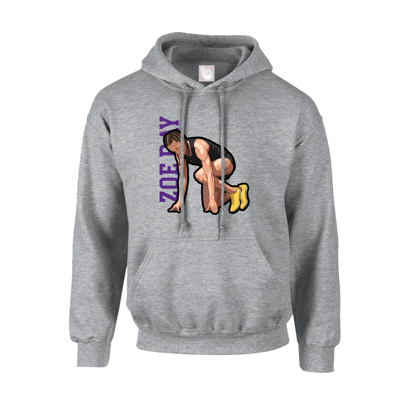 Hoodie — Name Vertical in Grey