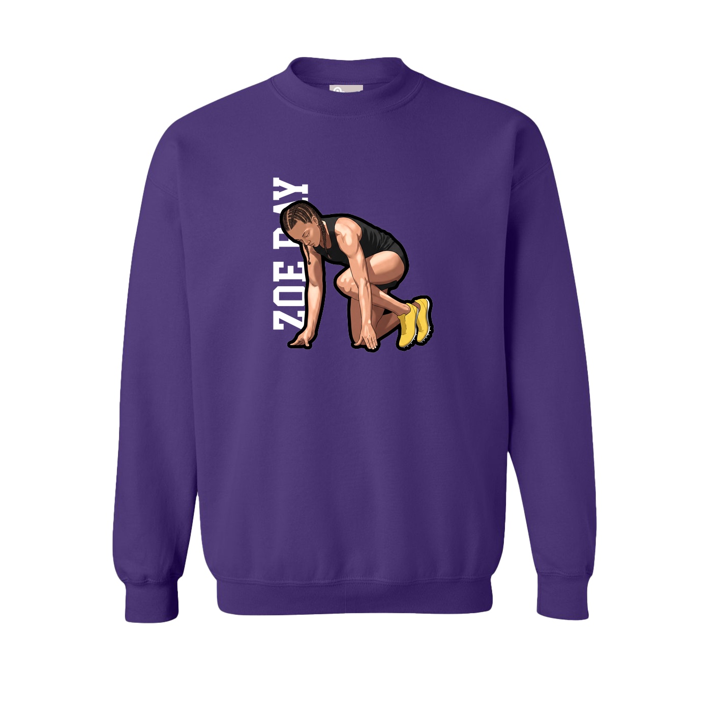 Fleece Crew — Name Vertical in Purple