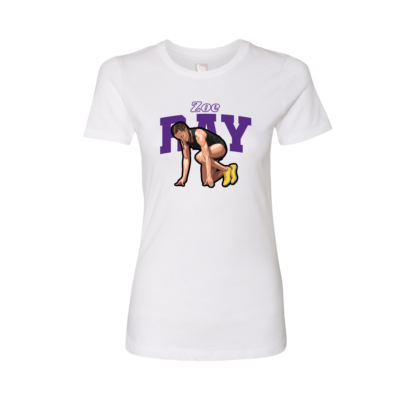 Womens Tee — Name Arch in White