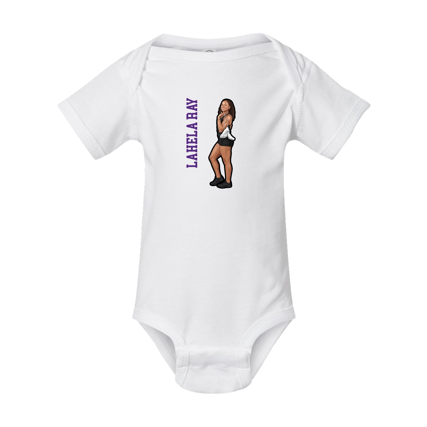 Baby Onesie — Name Vertical in White