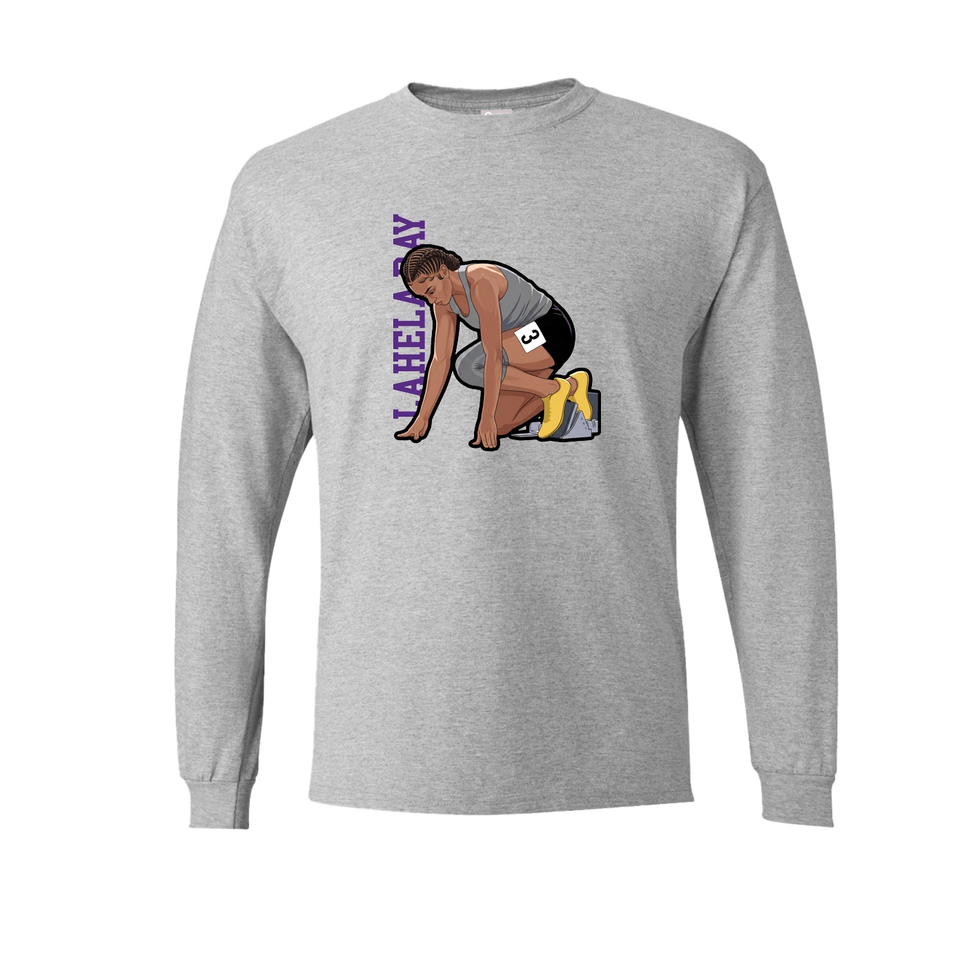 Long Sleeve Tee — Name Vertical in Grey