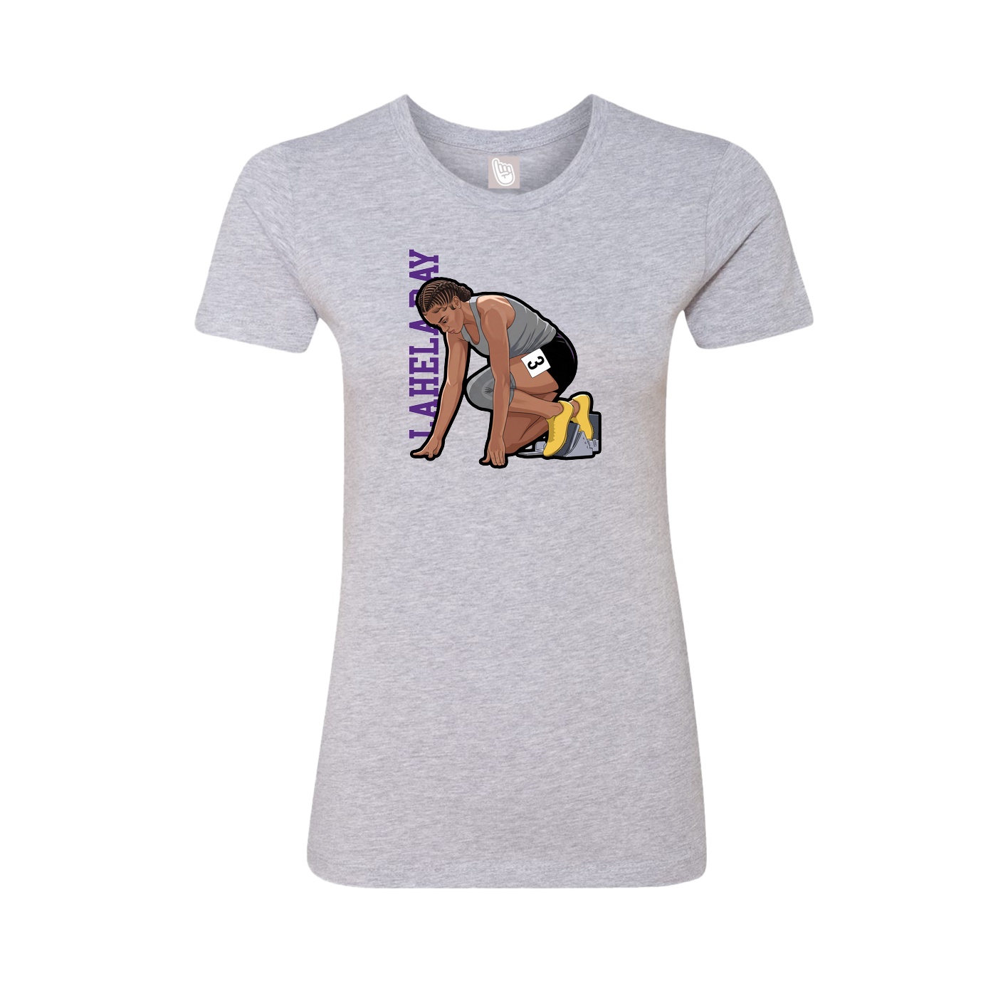 Fitted Women's Tee — Name Vertical in Grey