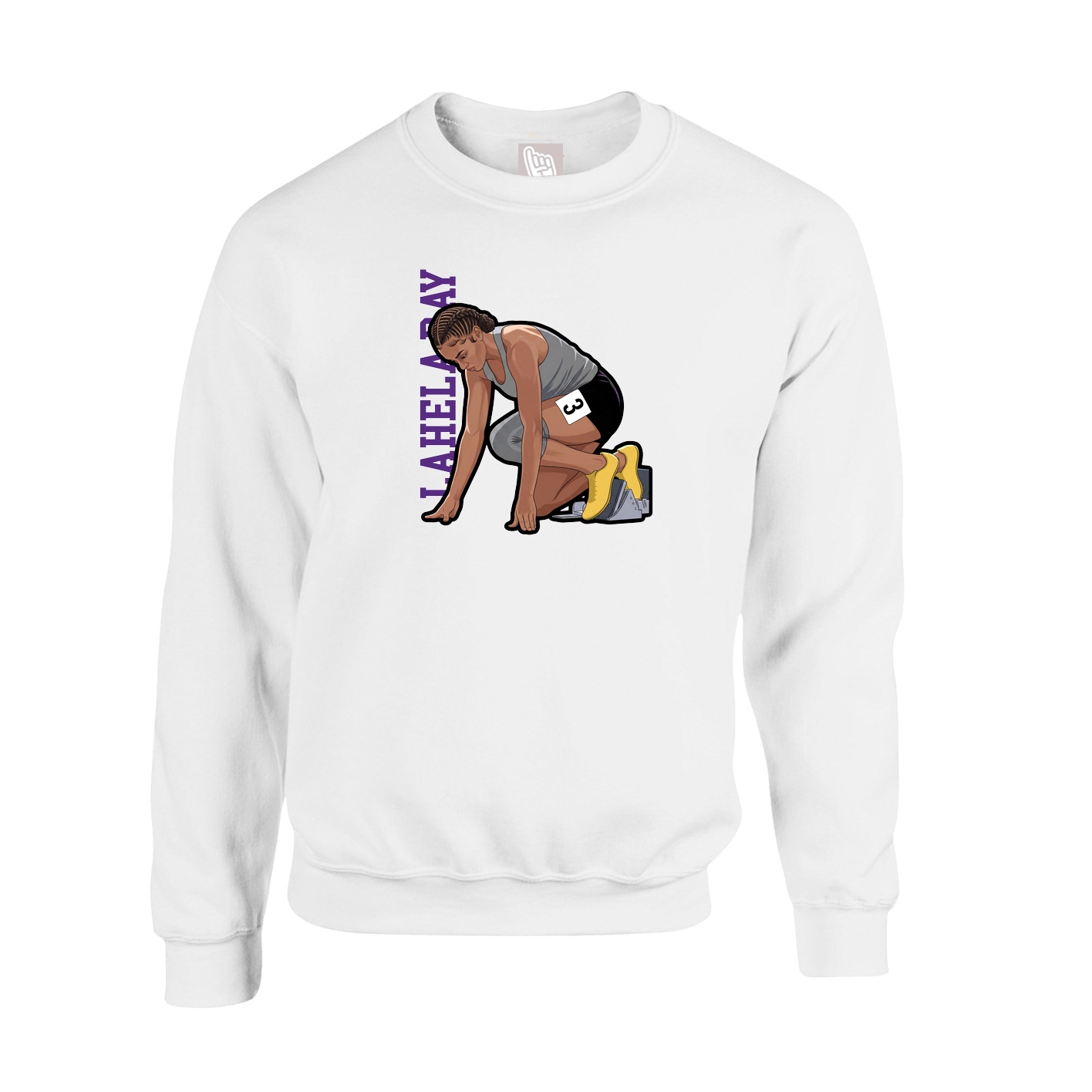 Fleece Crew — Name Vertical in White
