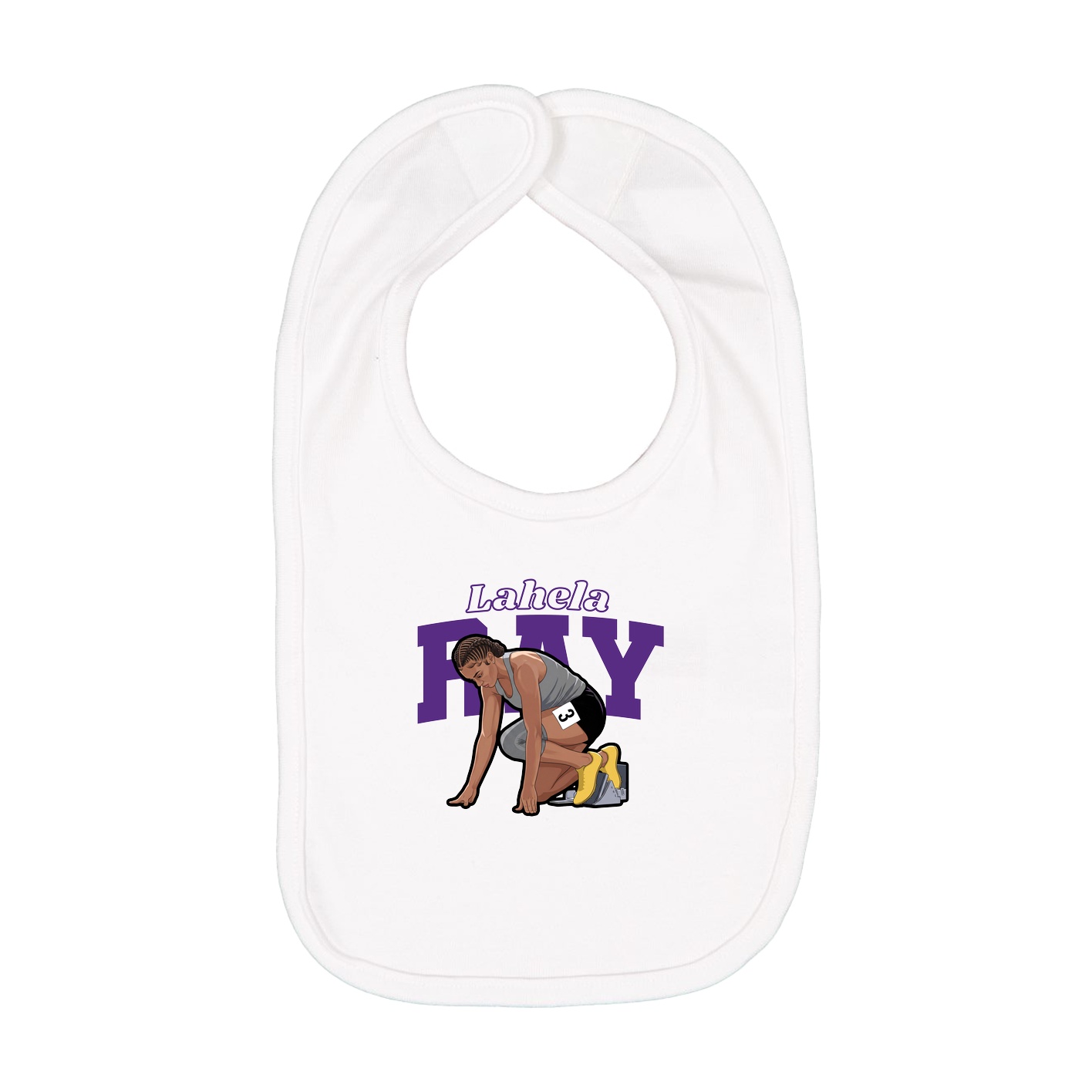 Infant Bib — Name Arch in White