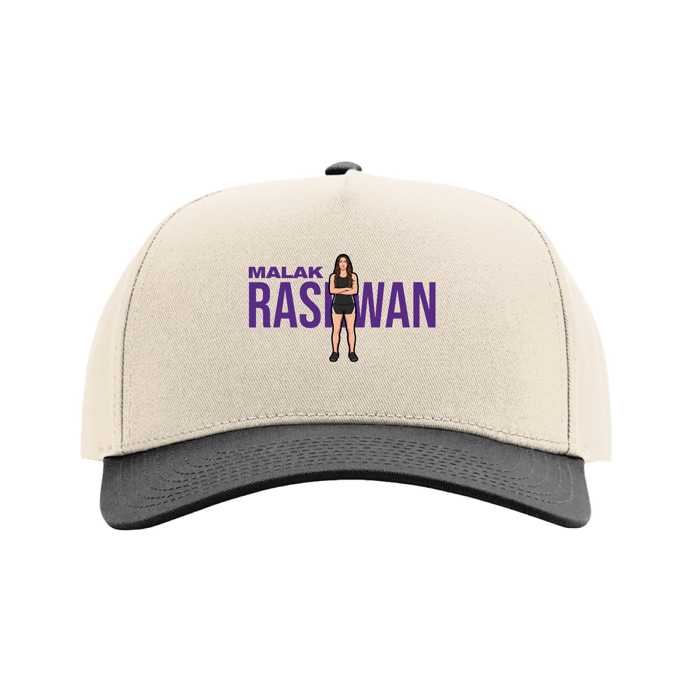 Full Fabric Five-Panel Champ Cap — Player Name in Cream/Black