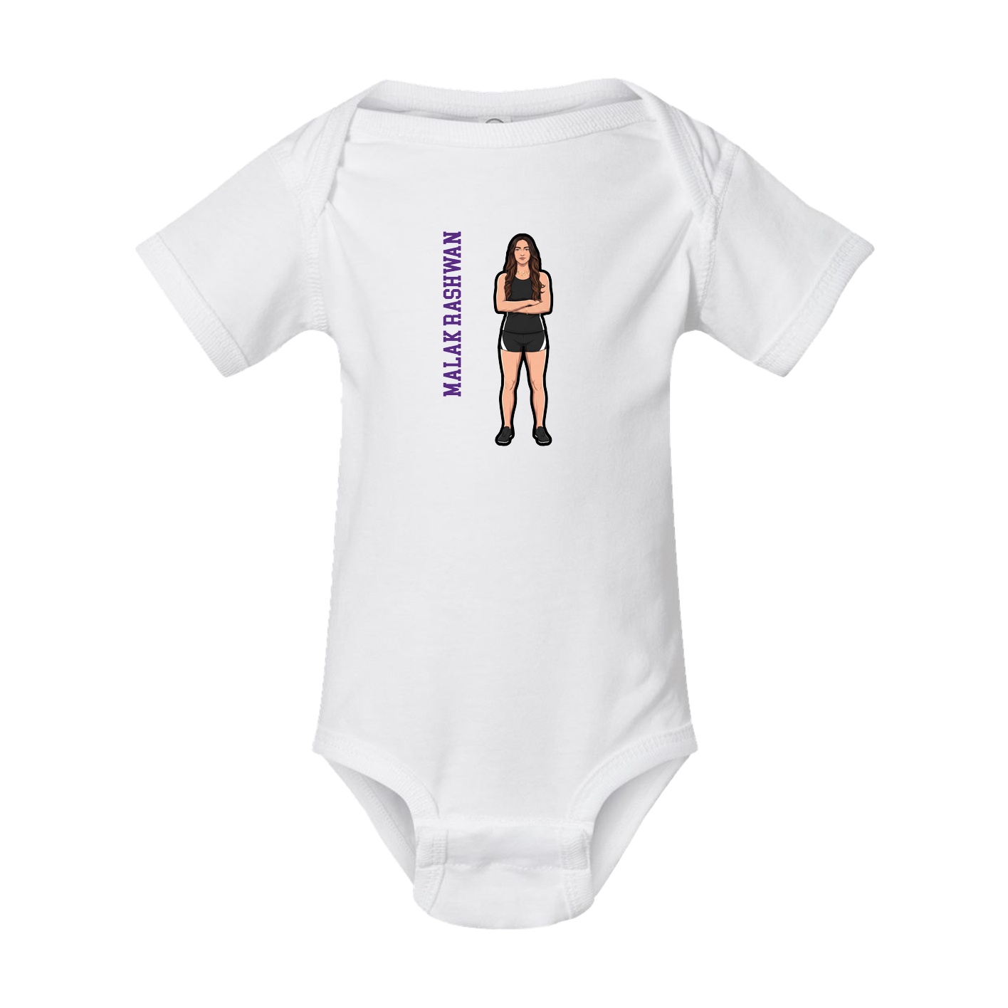 Baby Onesie — Name Vertical in White