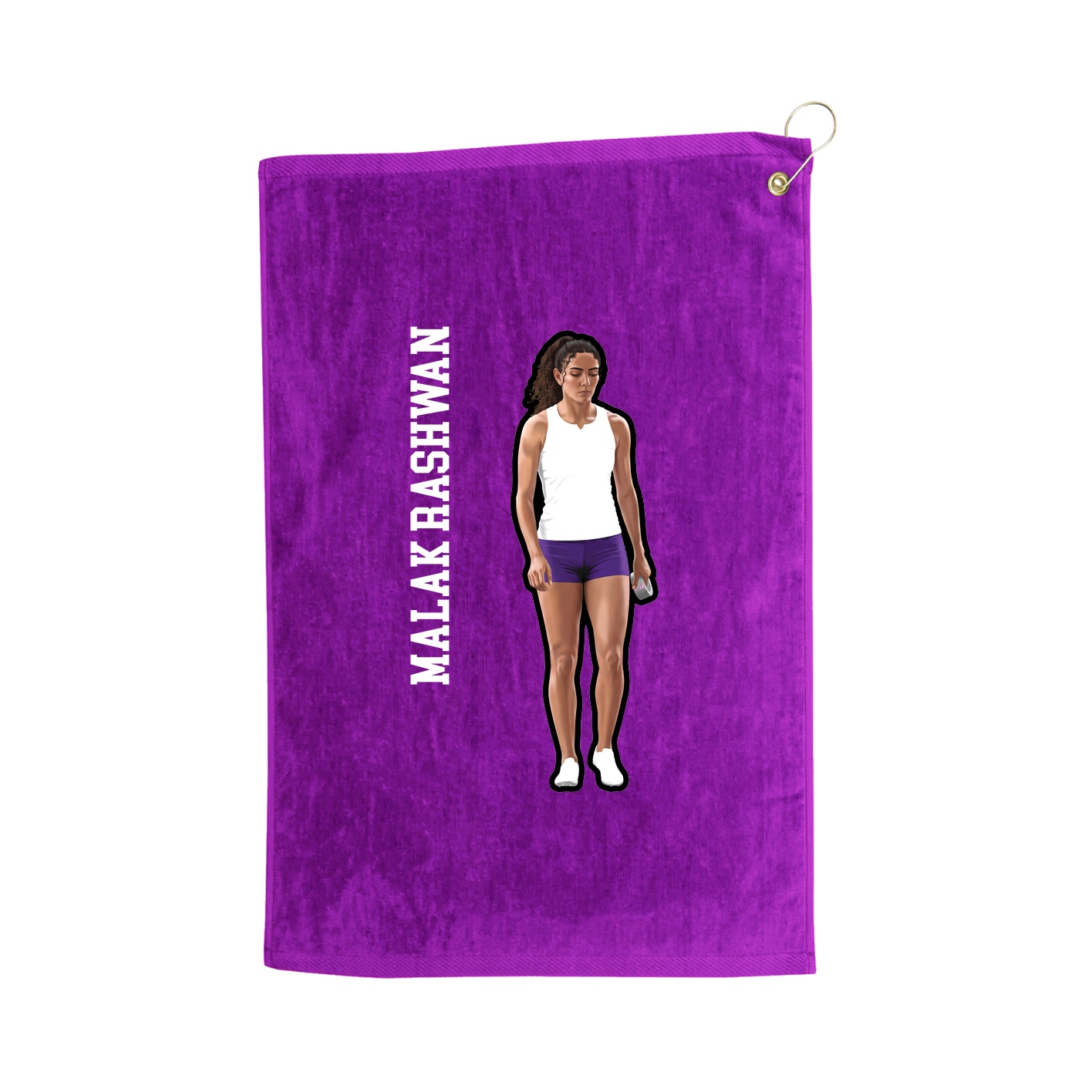 Golf Towel — Name Vertical in Purple