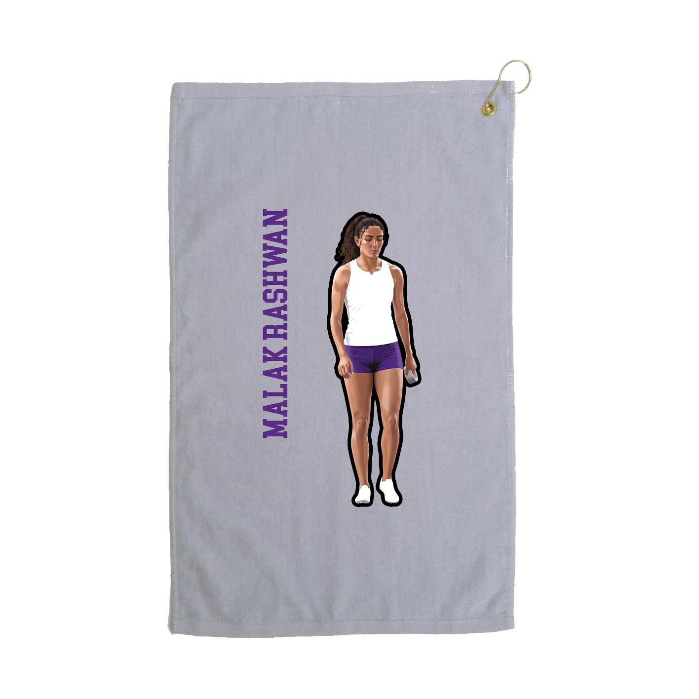 Golf Towel — Name Vertical in Grey
