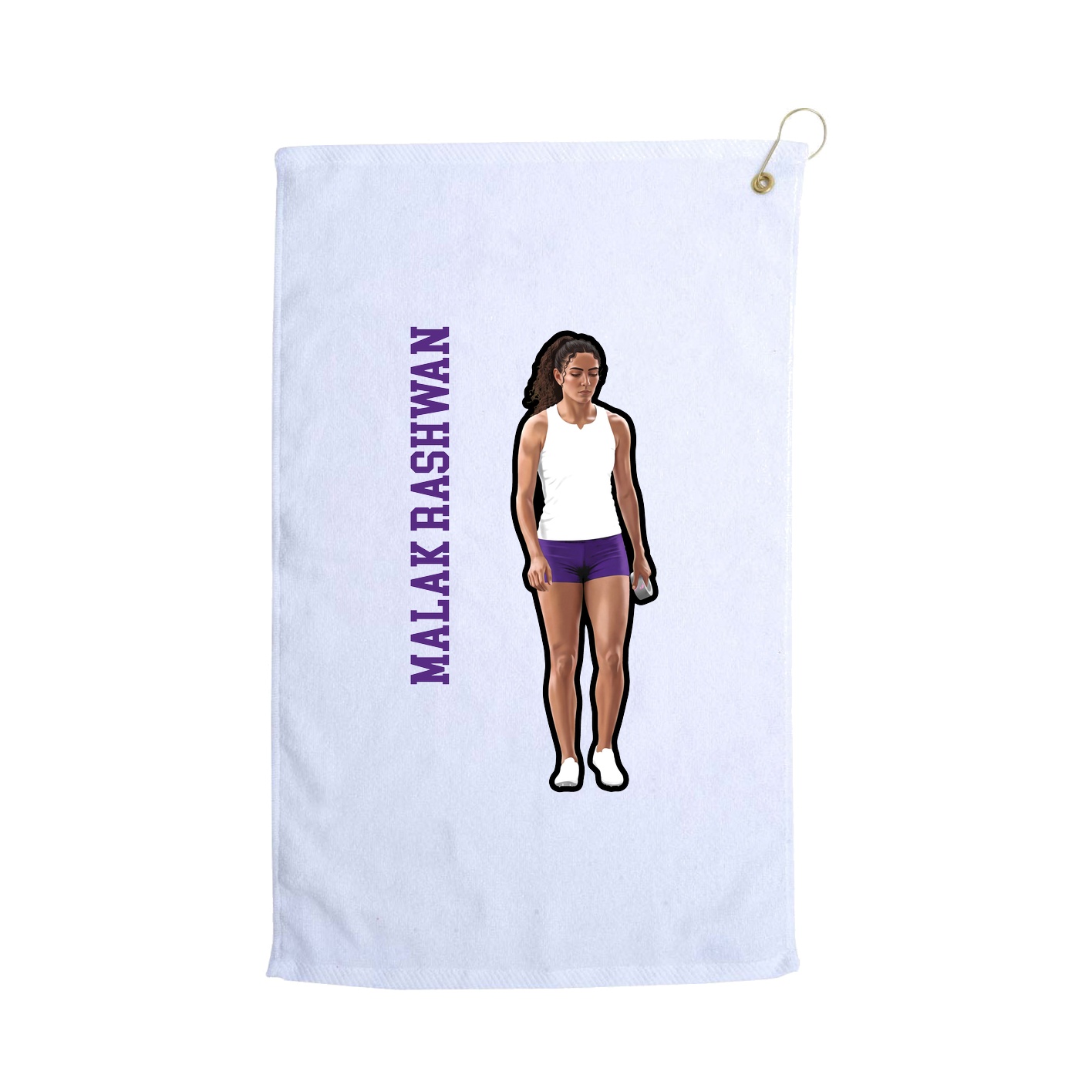 Golf Towel — Name Vertical in White