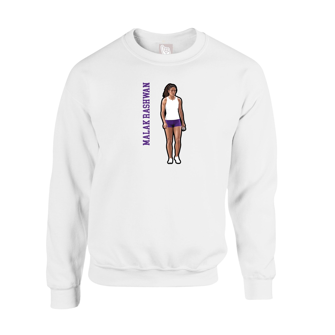 Fleece Crew — Name Vertical in White